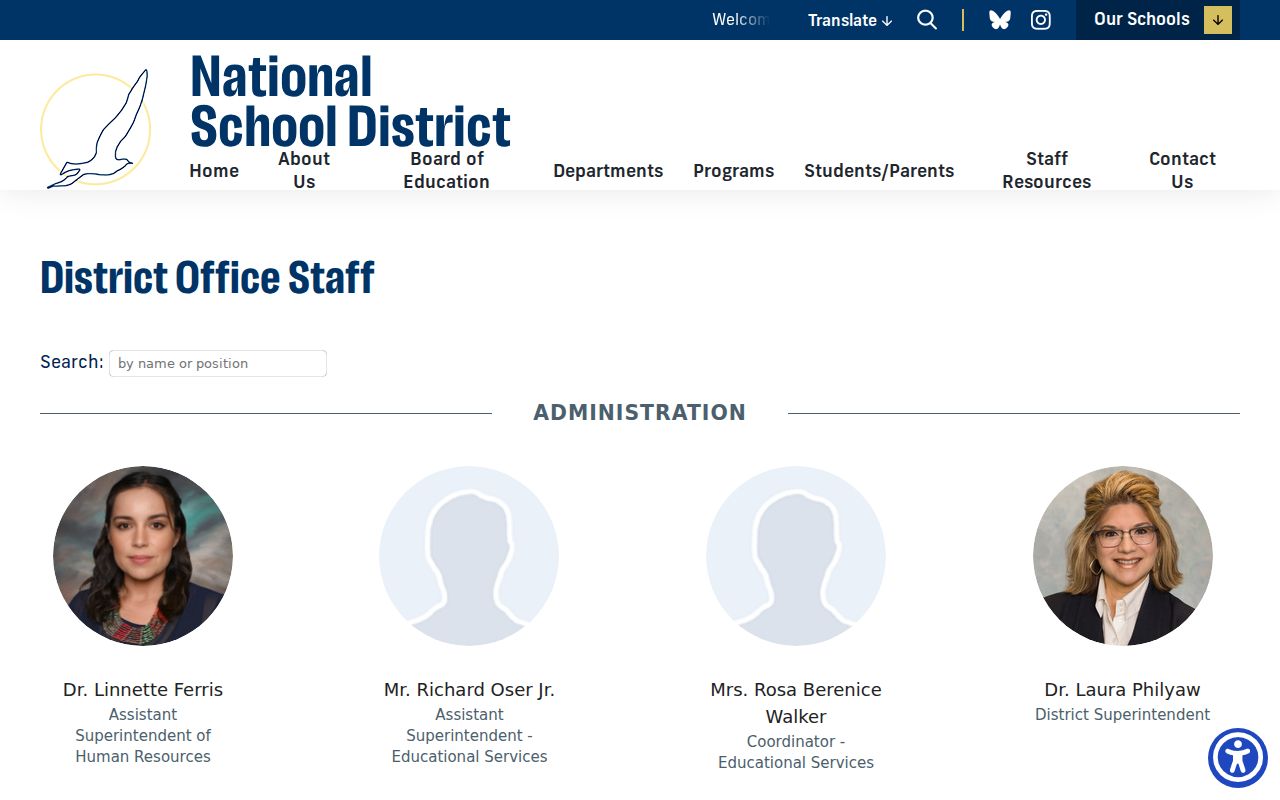 National City people directories listing National School District staff