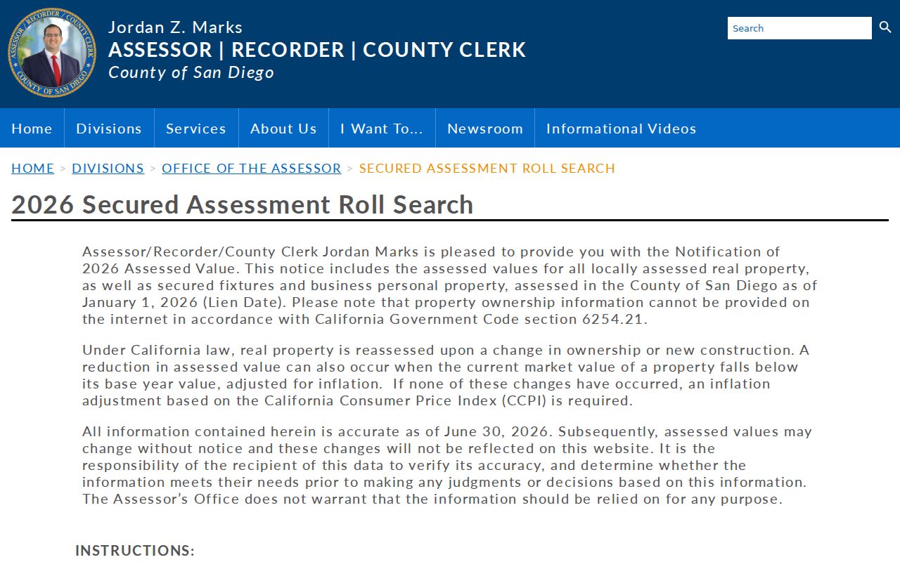 National City public records secured assessment roll search